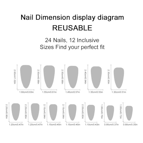 Halloween Press on Nails Medium Almond Fake Nails Ghost Flame False Nails - color: Style 5