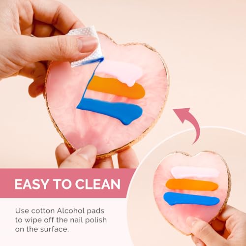 MelodySusie 1Pc Heart Resin Nail Art Palette Color Mixing Board Pink - color: Pink Heart Without Spatula