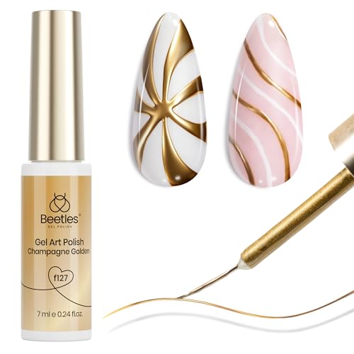 Beetles Gold Gel Liner Nail Polish 7ml Metallic French Tip 3D Mirror Effect - color: C - Gold-1