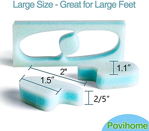 Povihome 10 Pack Foam Toe Spacers(2/5" Thick), 3-Layer Toe Separators - Large Size - to Align Crooked, Overlapping Toe, Relieve Corn, Blister and Reduce Irritation - size: Large (Pack of 10)