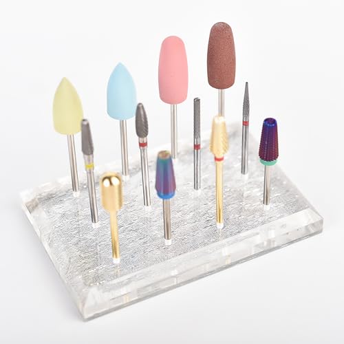 Nail Bit Holder 12 Holes Nail Drill Bit Holder Display Organizer - color: 1Pcs Transparent - 12 Holes