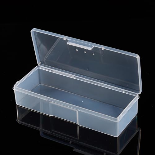 Transparent Plastic Nail Art Tool Storage Organizer Box, Clear Manicure Container Case, 7.5x3.1x1.5 Inches, 8 Pack