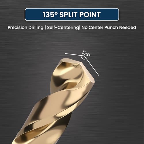 LU&MN M35 Jobber Drill Bits, 1/4", 10 Pcs - size: 1/4 in
