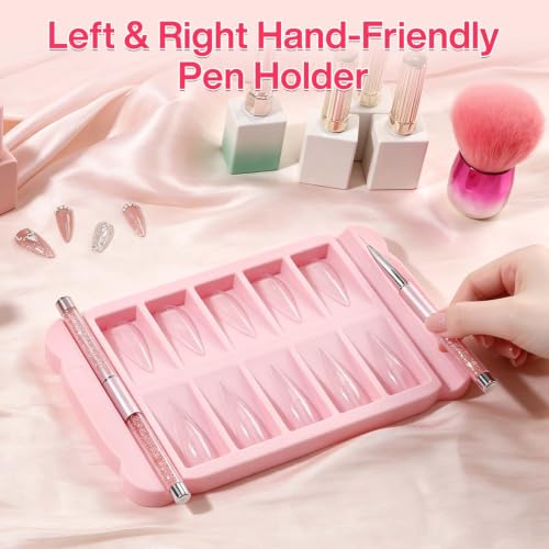 Nail Tip Tray, 10 Slot Press On Nail Tip Holder & Organizer - color: Foggy Pink