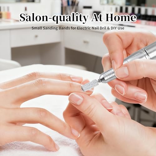 240Pcs Nail Drill Bits, 240 Grits Sanding Bands For Nail Drill with 3.1mm Mandrel Bits, Mini Sanding Bands for Acrylic Nails Gel Manicures and Pedicures (White) - color: 240pc White, size: 240 Grit