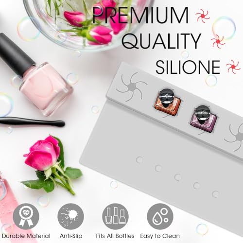 Nail Polish Holder, 2 in 1 Silicone Hand Rest Mat -Grey - color: Grey