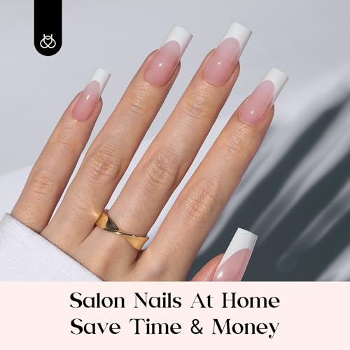 Beetles Press On Nail Kit - Long Square French Tip Nails 224 Pcs - color: E - Pink French - L