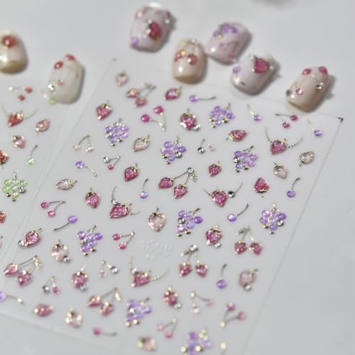 5D Embossed Nail Stickers, Premium Salon-Quality Self-Adhesive 3D Nail Art Decals, Refined Classic Designs for Easy DIY Manicure (Crystal Fruit) - color: Crystal Fruit