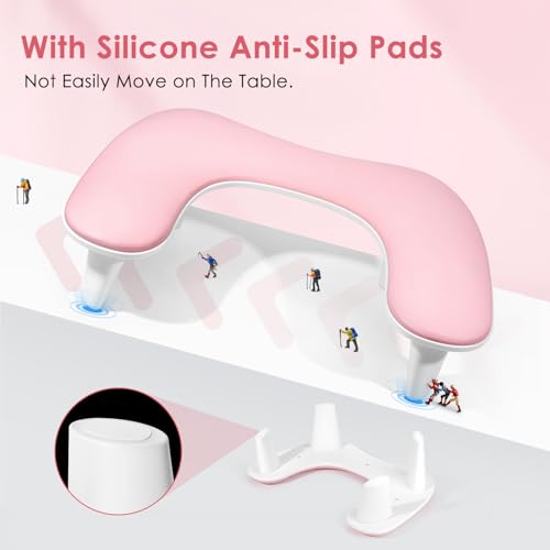 Big Arm Rest for Nails Tech, U-Shaped, for Acrylic Nails, Pink - color: 1nd Gen Pink