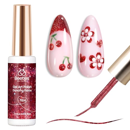 Beetles Red Cat Eye Gel Liner Nail Polish Glitter Gel Nails Art polish - color: C - Red-1