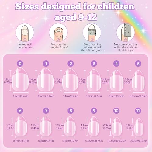 Krofaue Kids Nail Tips, Half Matte Flexible Gel Pre-Shaped Fake Nails - color: 240 PCS Half Matte Almond Kids Nail Tips