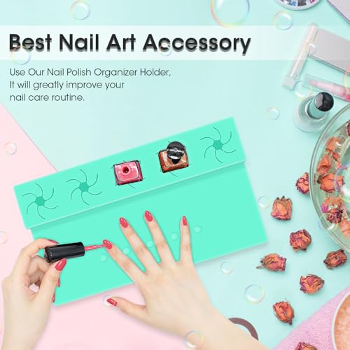 Nail Polish Holder, 2 in 1 Silicone Hand Rest Mat-Turquoise - color: Turquoise