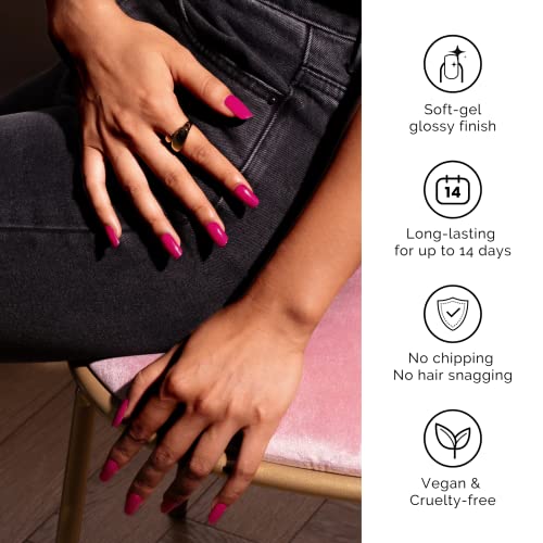 NAILOG Semi Cured Gel Nail Strips 20Pcs Magenta Gel Nail Stickers - Flair - color: Flair