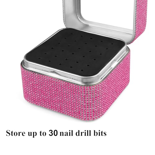 Cellentool 30 Holes Nail Drill Bits Holder Rhinestone Case Box - color: Pink, size: 30 Holes