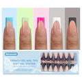 Dsixnails French Tip Press on Nails, 150Pcs Long Square Matte, 5 Colors - color: A-CF-Long 5 IN 1-1