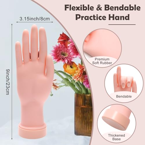 Coitak Manicure Training Hand Nail Kit for Beginners, Flexible Fake Hand