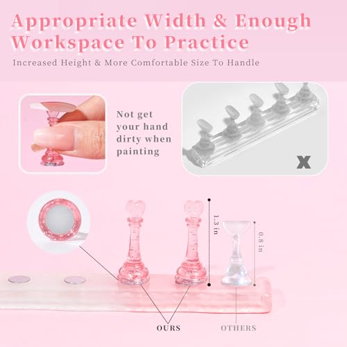 MAYEEN Nail Stand For Press Ons,Upgraded Raised Nail Holder For Painting - color: Pink
