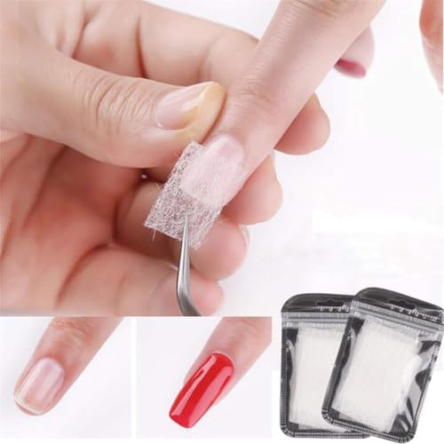 40Pcs Nails Kit Nail Extensions Kit Fiberglass Nail Art Builder Wrap Sticker Tips with Shape Clip Repair Broken Nails Nail Art Accessories Nail Repair kit (White)