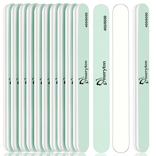 Maryton Nail Buffer 10PCS - Salon Shine for Natural Nails, 400 6000 Grit