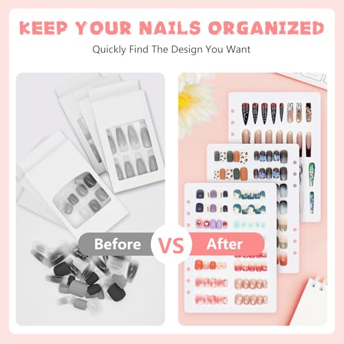 KEIFIN 6 Pcs Press On Nail Book Display Organizer Binder A5 Inserts, White - color: WHITE