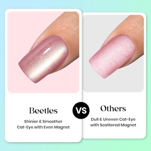 Beetles X Press Cat Eye Nails - 7 Colors Short Almond Press On Nails - color: 2a - Bubble CatEye - S