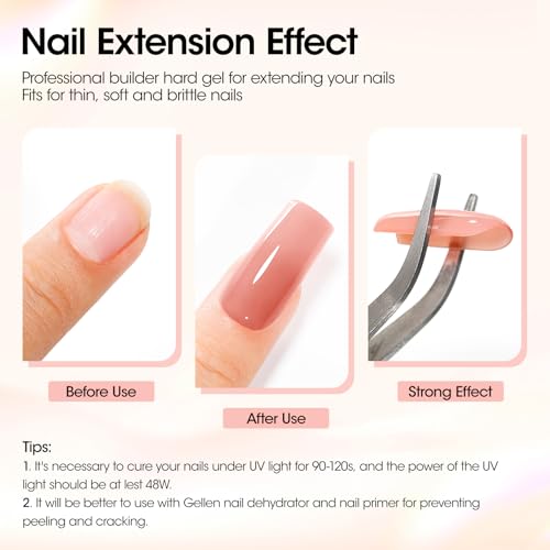 Gellen Builder Gel for Nails, UV/LED Hard Gel Nail Extensions 30g Nude Pink - color: Nude Pink