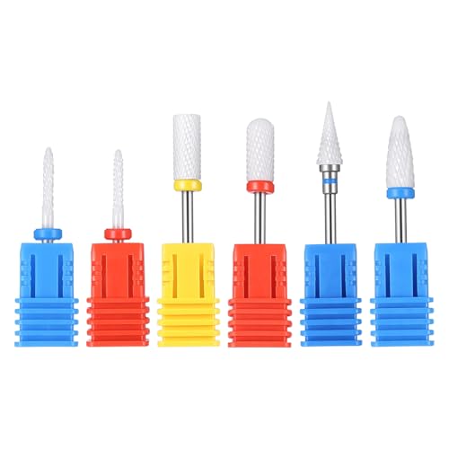 6Pcs Ceramic Nail Drill Bits, 3/32 Inch Ceramic Drill Bit for Nails