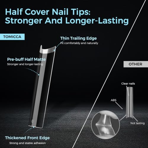 TOMICCA Extra Long Square Nail Tips 312Pcs XXXL Half Cover Acrylic Nails