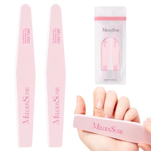MelodySusie 2Pcs Nail Files 100/180 Grit Emery Boards Pink - size: 2Pcs Diamond Shape