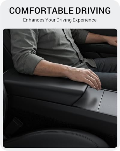 BASENOR Armrest Cover for Tesla Model Y Juniper/Model YL/Model 3 Highland - size: Model Y Juniper / 3 Highland Black