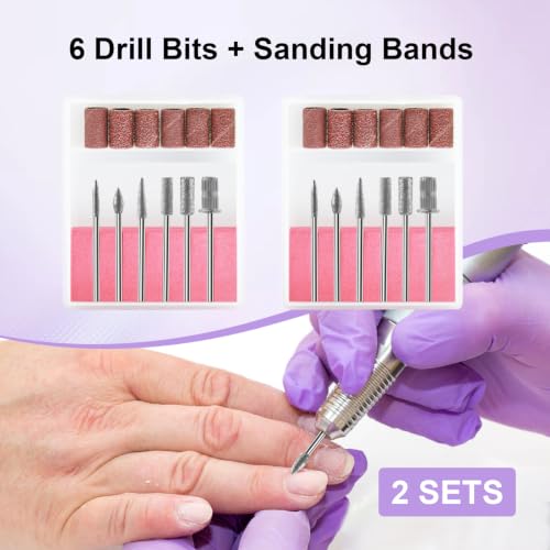3/32'' Nail Drill Bits Set Diamond Bits and Sanding Band for Acrylic 2 Sets - color: 2 Sets Diamond and Sanding Band