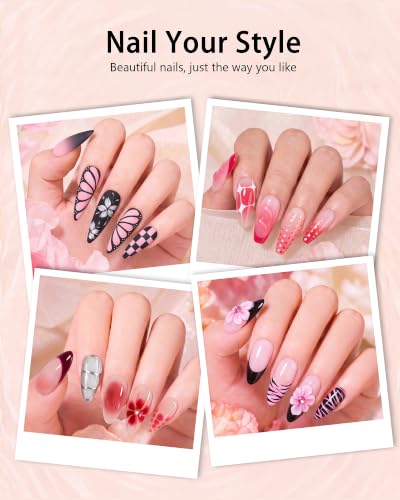 6 Nail Art Brushes with Dotting Tools and 5 Liner Brushes for Nails Detail - color: APink