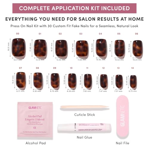 Glamnetic Press On Nails - Short Squoval, Glossy Fake Nails 30 Pc Full Kit - color: 1C - High Stakes