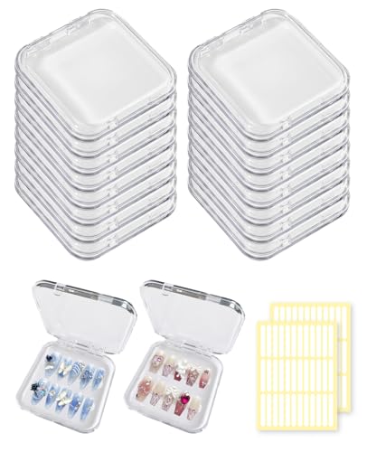 16PCS Press on Nail Boxes, Nail Cases for Press Ons with Adhesive Double Sided Tape