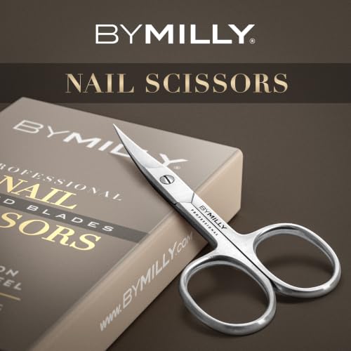 High Carbon Stainless Steel Professional Nail Scissors for Manicure | Razor Sharp Curved Blade Beauty Scissors for Women (Silver) - color: Silver