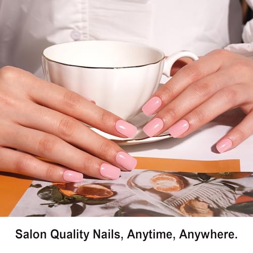 DANNI & TONI Semi Cured Gel Nail Strips Pale Pastel Pink Gel Nail Wraps 28 Stickers | Dreamy Blush - color: Dreamy Blush