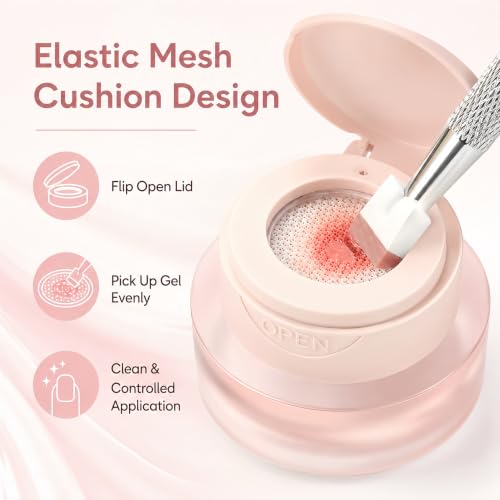 NovaCharm Nail Art Ombre Sponge Kit, Elastic Mesh Cushion Painting Gel with Dual-Ended Sponge Grabber Pen and 20 Replacement Sponge Cubes, Gradient Aura Blush Nail Design Tool Set - color: Pink