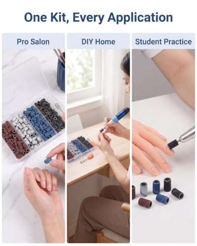 Kichvoe 400Pcs Sanding Bands for Nail Drill 80/120/180 with 4 Colors