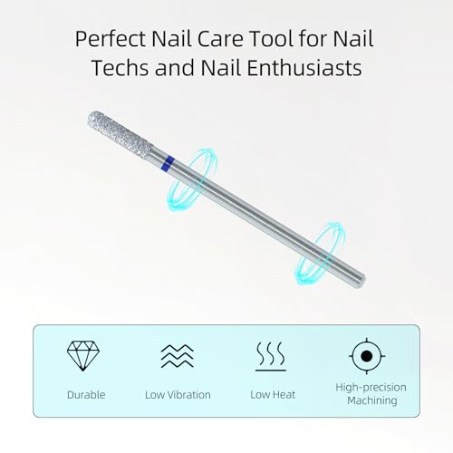 Diamond Nail Drill Bits for Cuticle Removal - 2mm Round Barrel Fine Chrome Coated Rotary Burr for Dead Skin Cleaning, Pro Russian Manicure Accessories, Fit Electric Nail Drill Machines - color: 2mm Round Barrel F