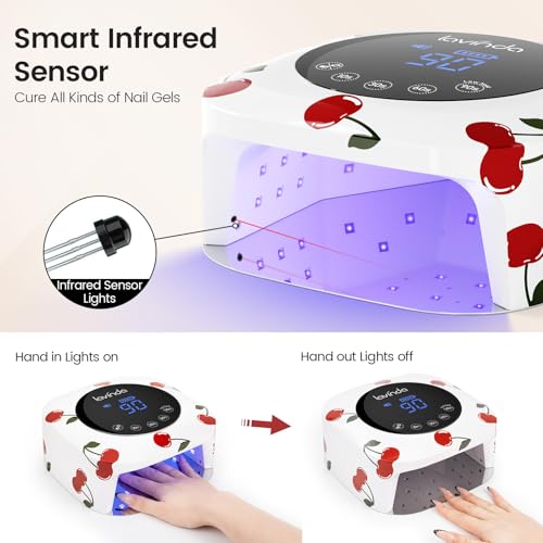 Lavinda 54W Nail Lamp UV Light for Gel Nails, Cherry Print - color: Cherry