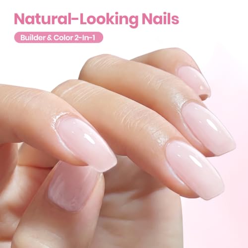 Beetles Builder Gel for Nails Pink TPO & HEMA-Free with Nail Art Brush - color: C-Petal Sheer