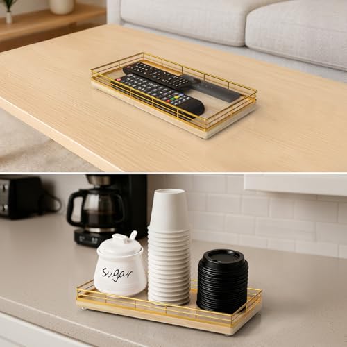 Bathroom Vanity Tray for Countertop, 12" x 6" Oak Wood Toilet Tank Tray - color: Natural, size: 12" x 6" x 1.5"