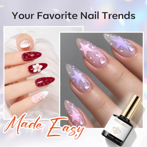 modelones Waterdrop Gel Top Coat Clear 3D Nail Art No Wipe Gel Polish Set - color: Clear Waterdrop