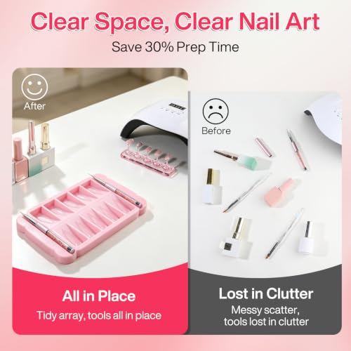 Nail Tip Tray, 10 Slot Press On Nail Tip Holder & Organizer - color: Foggy Pink