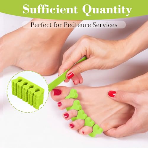 100 Pcs Sponge Toe Separators Soft Finger Separators Premium Pedicure Tool Kit Flexible Toe Divider Spacer for Polishing Pedicure Manicure Coating Nail Art Beauty Accessories (green) - color: green