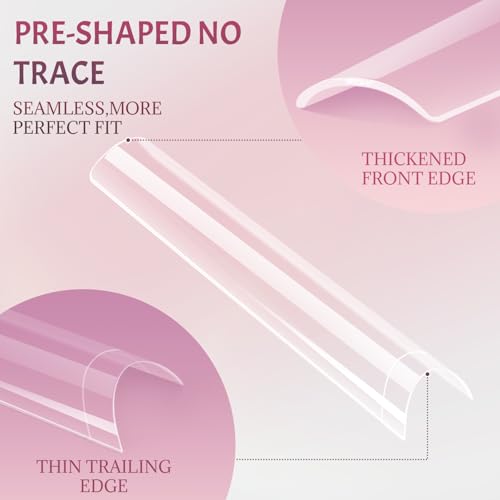 Ranrose 600PCS XXXL Clear Nail Tips, Half Cover for Acrylic Nails - color: XXXL Clear Square Half Cover Nail Tips