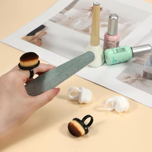 4Packs Nail Dust Cleaning Brush Ring,Soft Brushes for Clean Up Fingernails and Toenails Small Portable Nail Scrubber Brush Nail Duster Tools for Manicure and Pedicure (black and white) - color: black and white