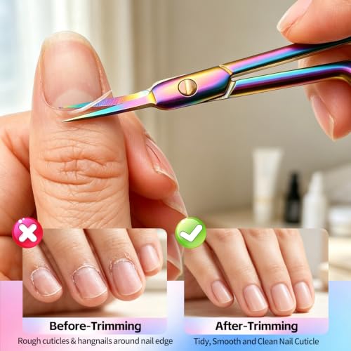 Curved Cuticle Scissors, Extra Fine Tip Nail Scissors, Professional Manicure Scissors for Cuticle Care, Hangnails, Russian Manicure, Eyebrows, Dry Skin & Nail Grooming