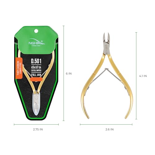 Professional Hard Steel Cuticle Nipper - D-501, Precision Nail Tech Nipper with Gold and Grey Plated Double Spring Jaws - Lap Joint Construction for Superior Performance. - color: Gold - 2 Spring