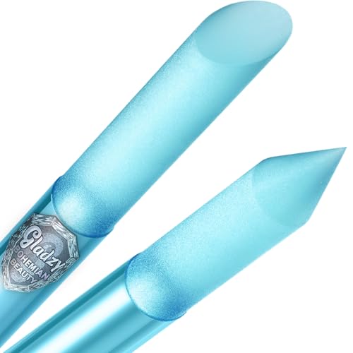 Glass Cuticle Pusher by GLADZY - Manicure Stick, Genuine Czech Quality, Professional Precision Filing Cuticle Remover, Abrasive Surface Never Wears Out - color: Glass Cuticle Pusher - Baby-blue